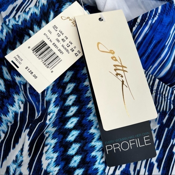 Profile by Gottex Bandeau One Piece Blue Multi Colored Swimsuit - Picture 11 of 16